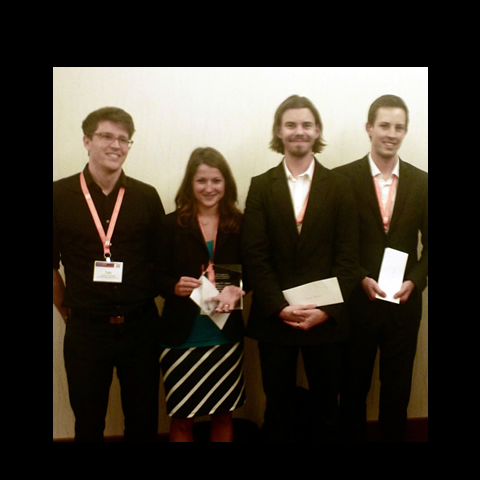 Left to right: Dr. Tobias Grundgeiger (the students’ advisor), Ann-Kathrin Kraft, Daniel Reinhardt, and Moritz Albert.